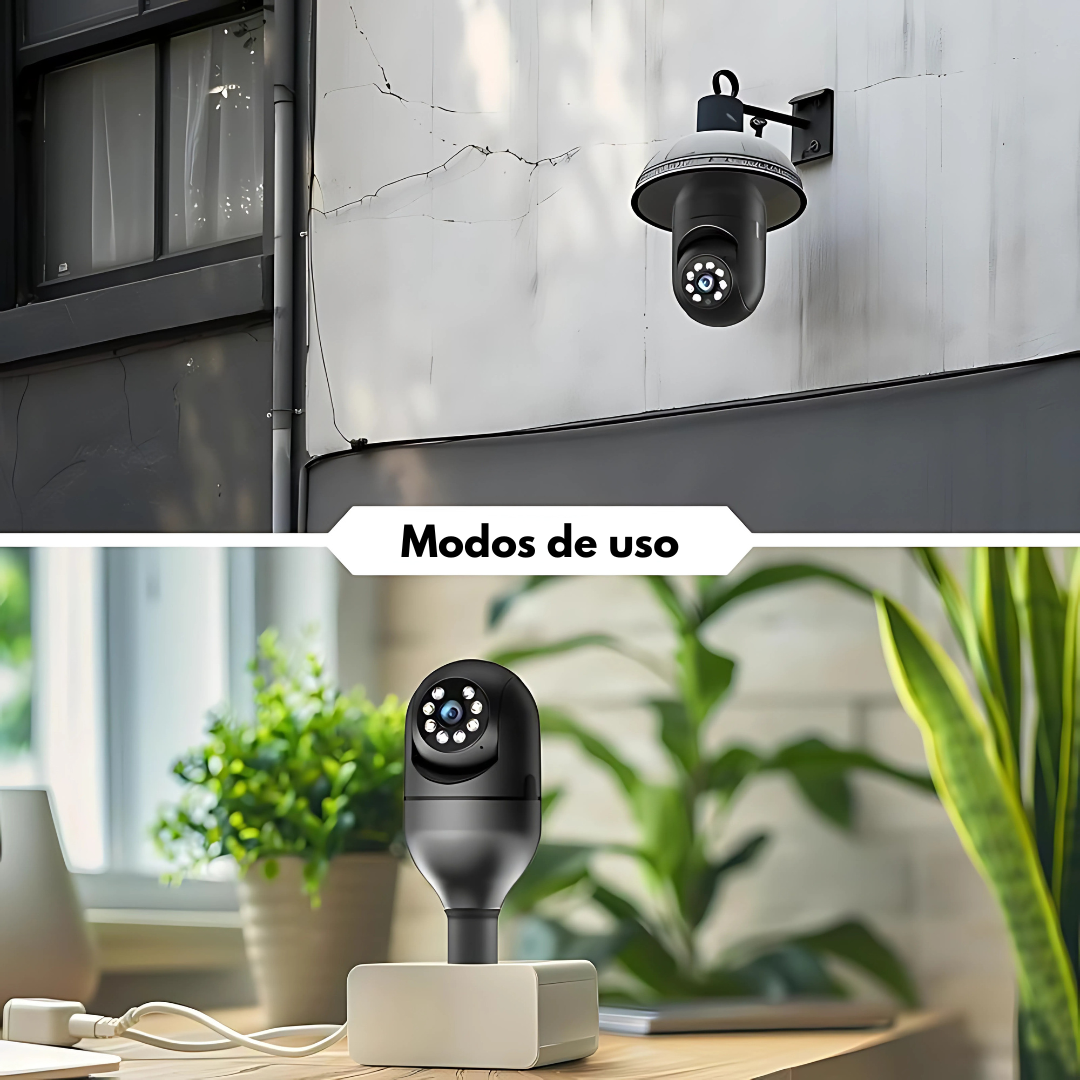 Guardián360™ – Cámara Bombillo con Visión Panorámica y Alerta Móvil